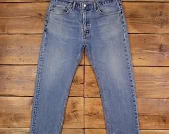 Levis 505 Jeans 38x29 Blue Regular Straight Light Stonewash Red Tab Denim