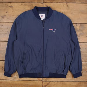 Vintage NFL Windbreaker Jacket 2XL New England Patriots Bomber Blue