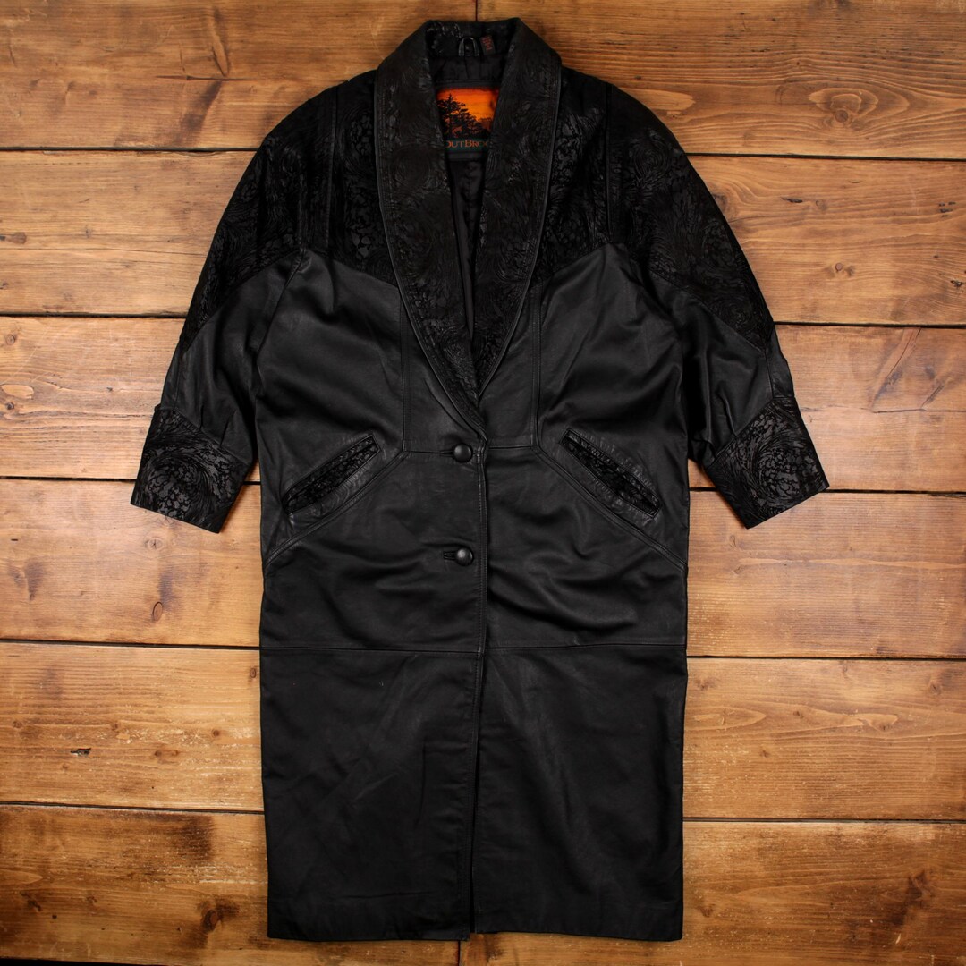 Outbrook Outbrook Leather Jacket M Womens 00s Black Coat Lined Ornate Western ...
