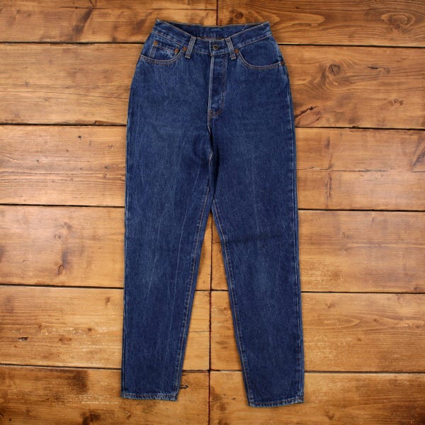 Vintage Levis 501 Jeans 26x30 Dam 90-tals Blå Regular Rak USA Tillverkad Denim