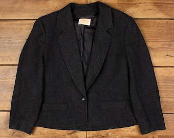 Chaqueta vintage de lana Pendleton, años 80, gris, para mujer, fabricada en EE. UU.