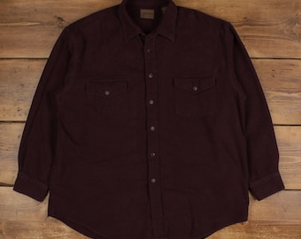 Camisa de franela con botones St John's Bay para hombre, talla XL, algodón, color morado