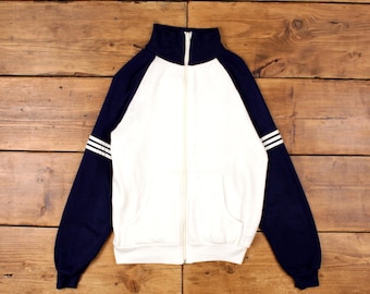 Vintage Sears Track Jacket M 70s Two Stripes Blue Womens Zip - Etsy