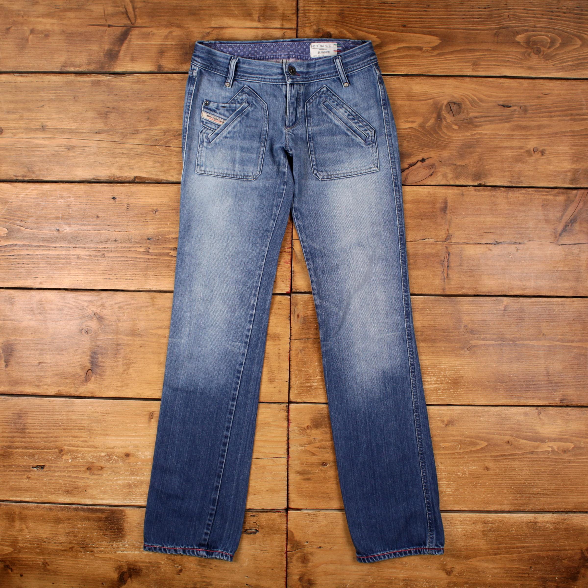 Diesel Junnie Y2k Jeans 26x34 Womens Blue Medium Stonewash 00s