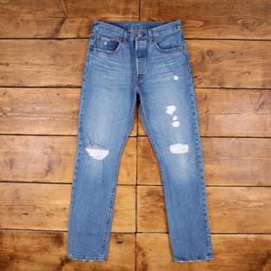 Vintage Levis 501 Jeans 30 x 32 USA Made Light Wash Straight Blue Red Tab