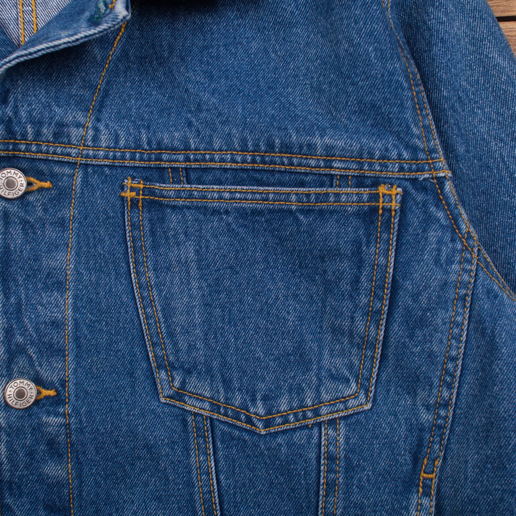 Vintage Tommy Denim Jacket Large Slim Stonewash Blue - Etsy