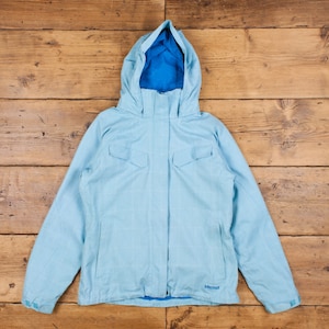 Marmot Windbreaker Coat M Blue Womens Zip Hook & Loop