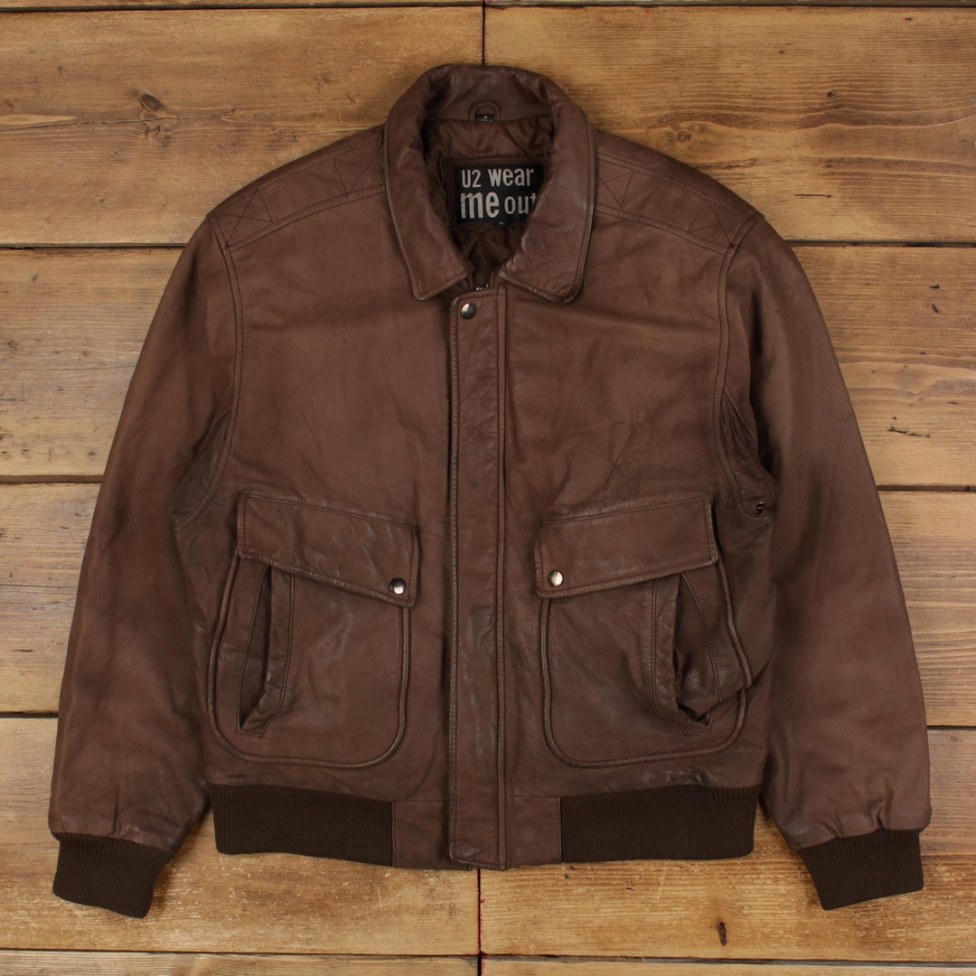 90-'s vintage U2 short leather jacket 44