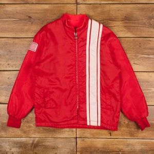 Vintage Windbreaker Jacket M 60s Patches Red Zip