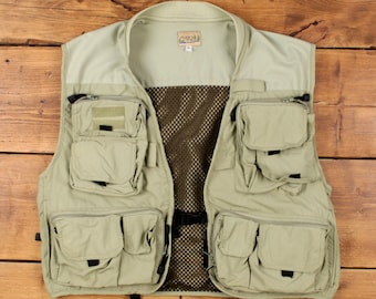 Vintage Guide's Choice Outdoor Gilet XL Fishing Utility Vest Gilet Green
