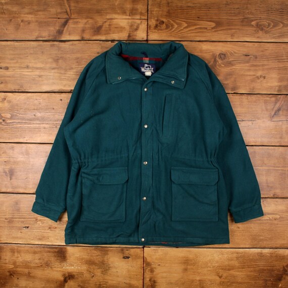 Vintage Woolrich Wolljacke XL 80er Jahre USA Made Grün