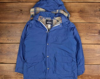 Vintage 90s WOOLRICH Mountain Parka: Navy Blue Light Jacket (size