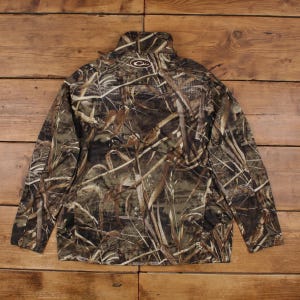 Drake Softshell Fleece L Mens Green Waterfowl Camo 1/4 Zip Hunting Performance image 2