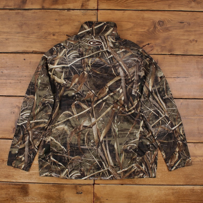 Drake Softshell Fleece L Mens Green Waterfowl Camo 1/4 Zip Hunting Performance image 2
