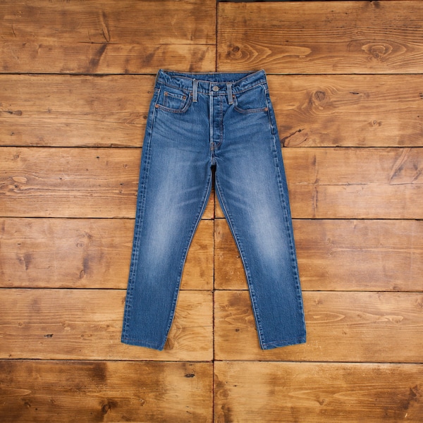 Vintage Levis 501 S Jeans 25 x 24 Medium Wash Skinny Blue Womens Red Tab Denim