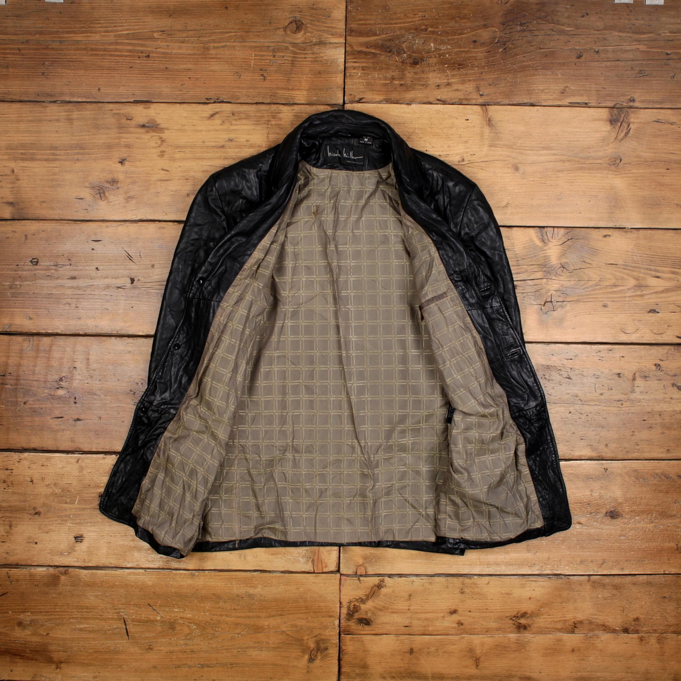 Vintage Nicole Miller Leather Jacket M 90s Car Coat Black - Etsy