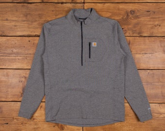 Sweat-shirt à logo Carhartt vintage L avec col 1/2 zippé Gris Homme