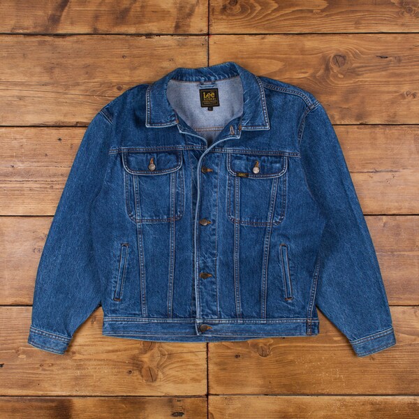 Vintage Lee Denim Jacket L Stonewash Trucker Jean Blue