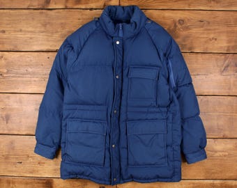 Vintage St John's Bay Puffer Jacket L Blue - Etsy