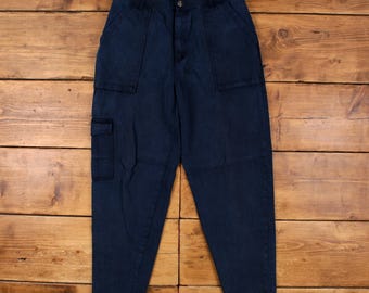 Pantalones vintage Todays News, pantalones 34x30, estilo años 90, azul, cónicos, ropa de calle, utilitarios