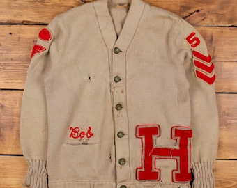 Original Vintage 1950s Cowichan Hunting Duck Cardigan Sweater