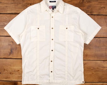 Vintage CHAPS Casual Shirt Button L 90s Ralph Lauren Embroidered Mens