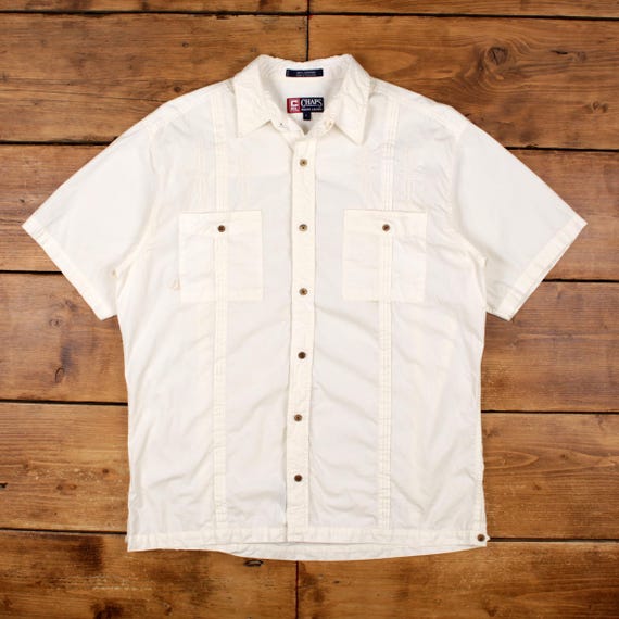 chaps white dress shirt CHAPS Men's Long-Sleeves Button-Down Dress Shirt Herringbone White 16 34-35 -NWT