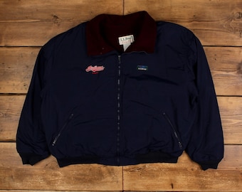 Vintage L.L. Bean Warm-up Jacket Size XL Blue Full Zip Bomber