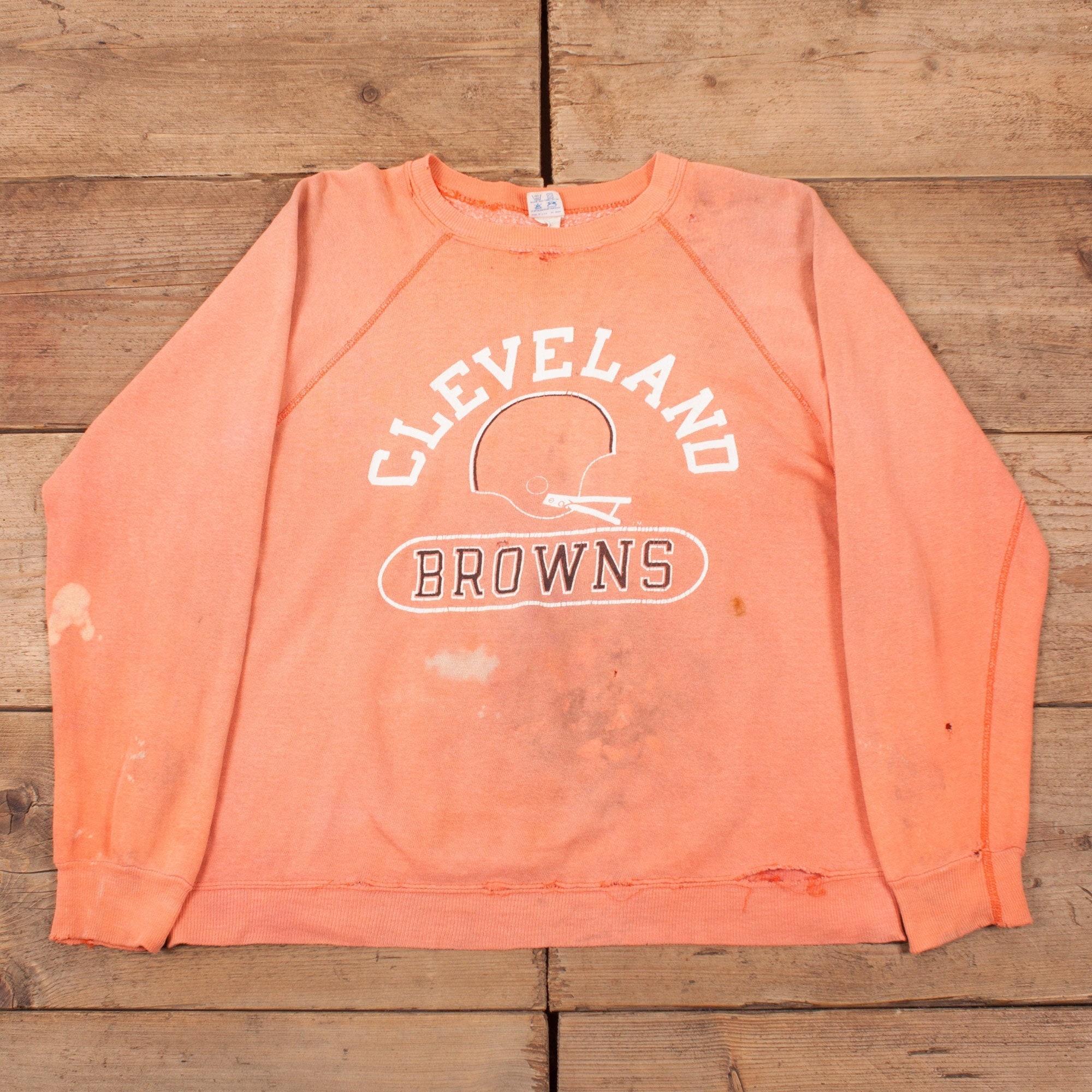 Image of Mens Vintage 80’S Champion Cleveland Browns Distressed Sweatshirt M 38" Xz16838