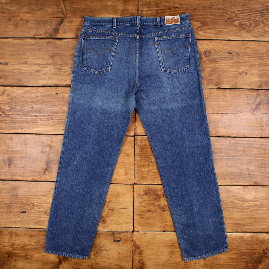 Vintage Levis Jeans 40 x 32 80s Stonewash Straight Blue Orange Tab Denim, foto 2 di 5