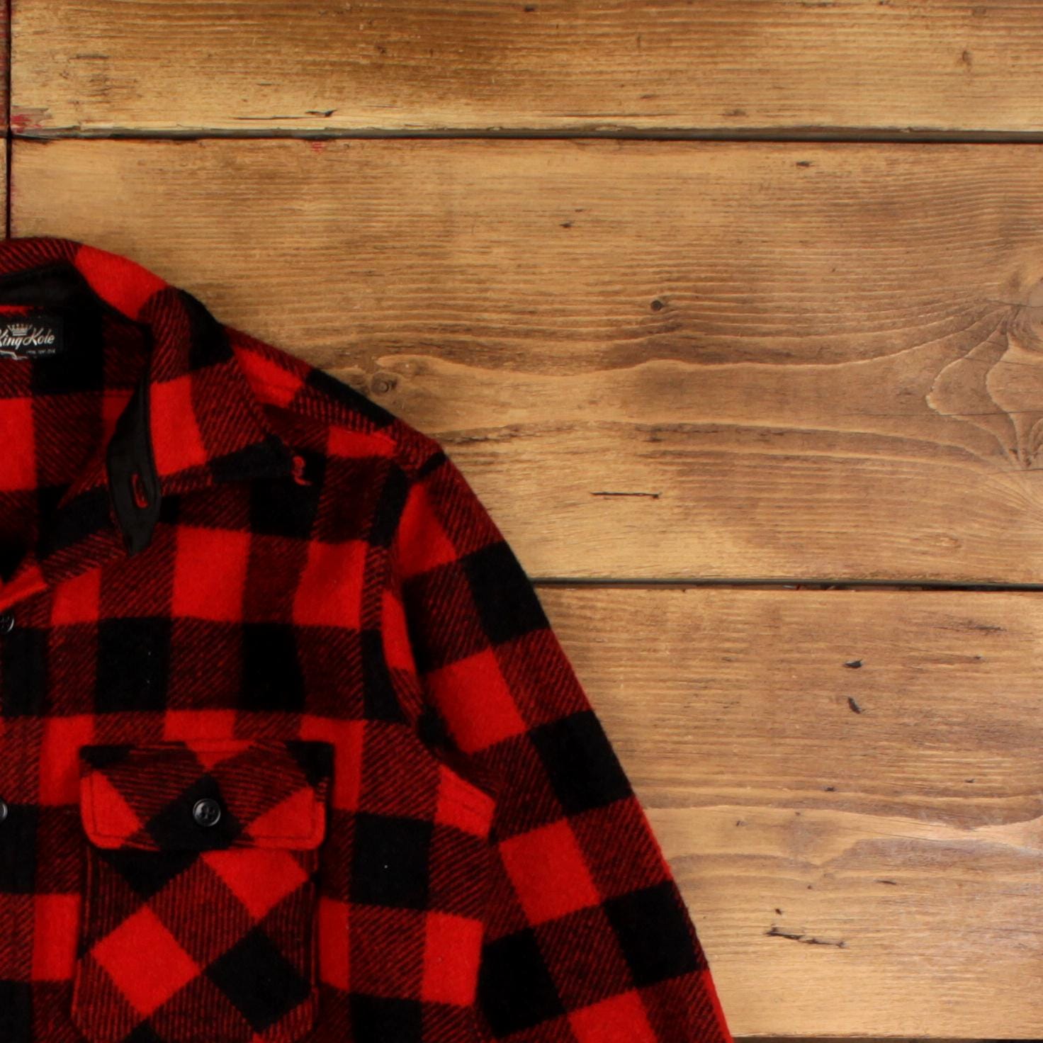 Vintage King Kole Plaid Shirt Button S 80s Mens Long Sleeve