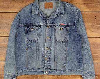 Vintage Wrangler Workwear-jas L Denim Trcuker Blue