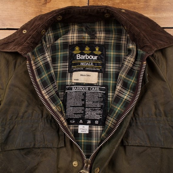 Vintage Barbour Bedale Jacket C34 S Wax Cotton Hu… - image 5