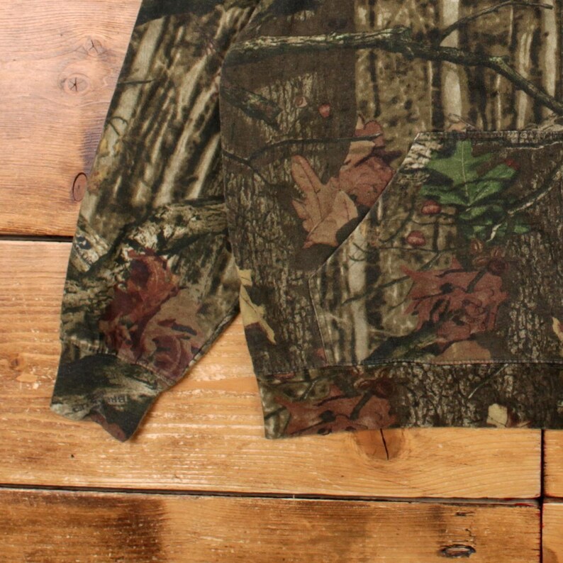 Felpa con cappuccio Mossy Oak taglia L da uomo, con logo mimetico, ideale per attività all'aperto e caccia, colore marrone. immagine 6