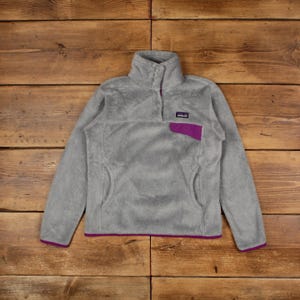 Vintage Patagonia Outdoor Jacket S Snap T Fleece Grey Womens