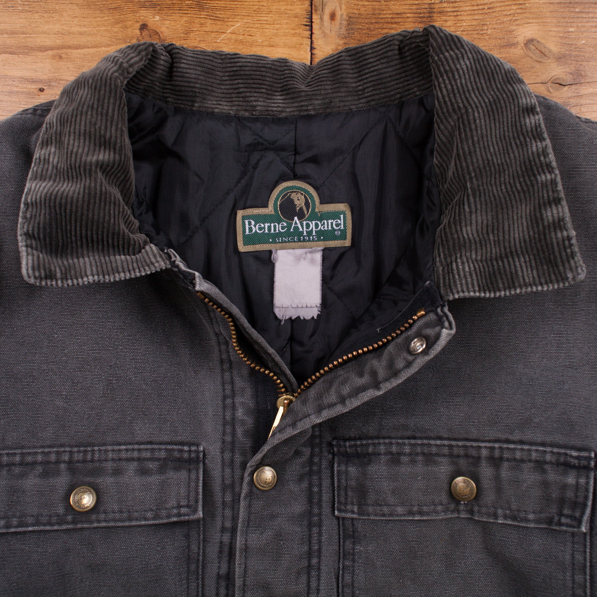 Vintage Berne Apparel Workwear Jacket 2XL Arctic Canvas Grey Zip