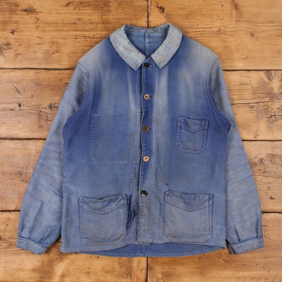 Vintage French Workwear Jacket M 50s Moleskin Distressed Faded - Etsy