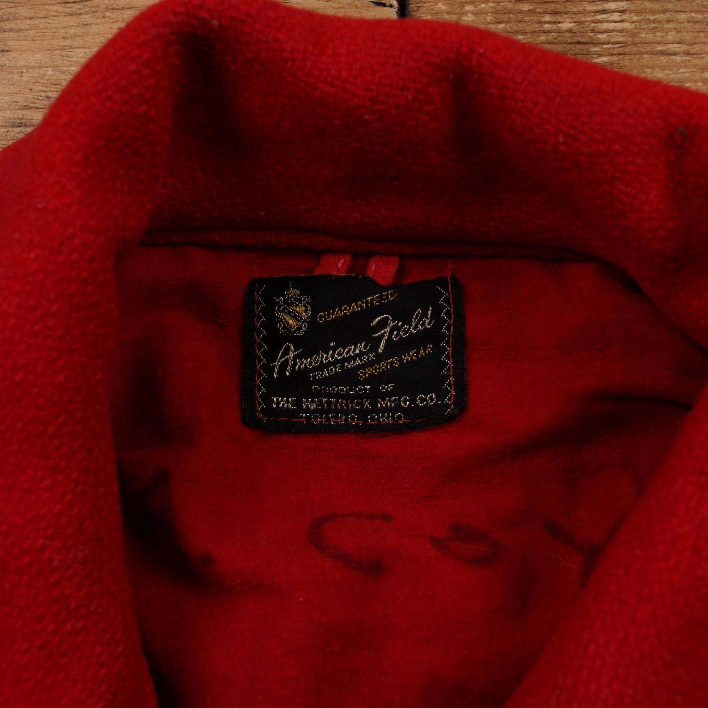 Vintage American Field Jacket M Mens 50s Hettrick MFG Co Red Wool