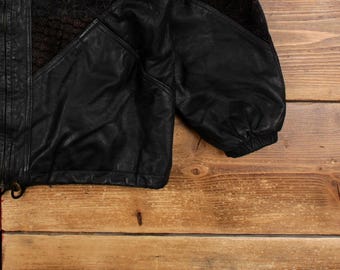 Vintage Izzi Leather Jacket L Paisley Bomber Patchwork
