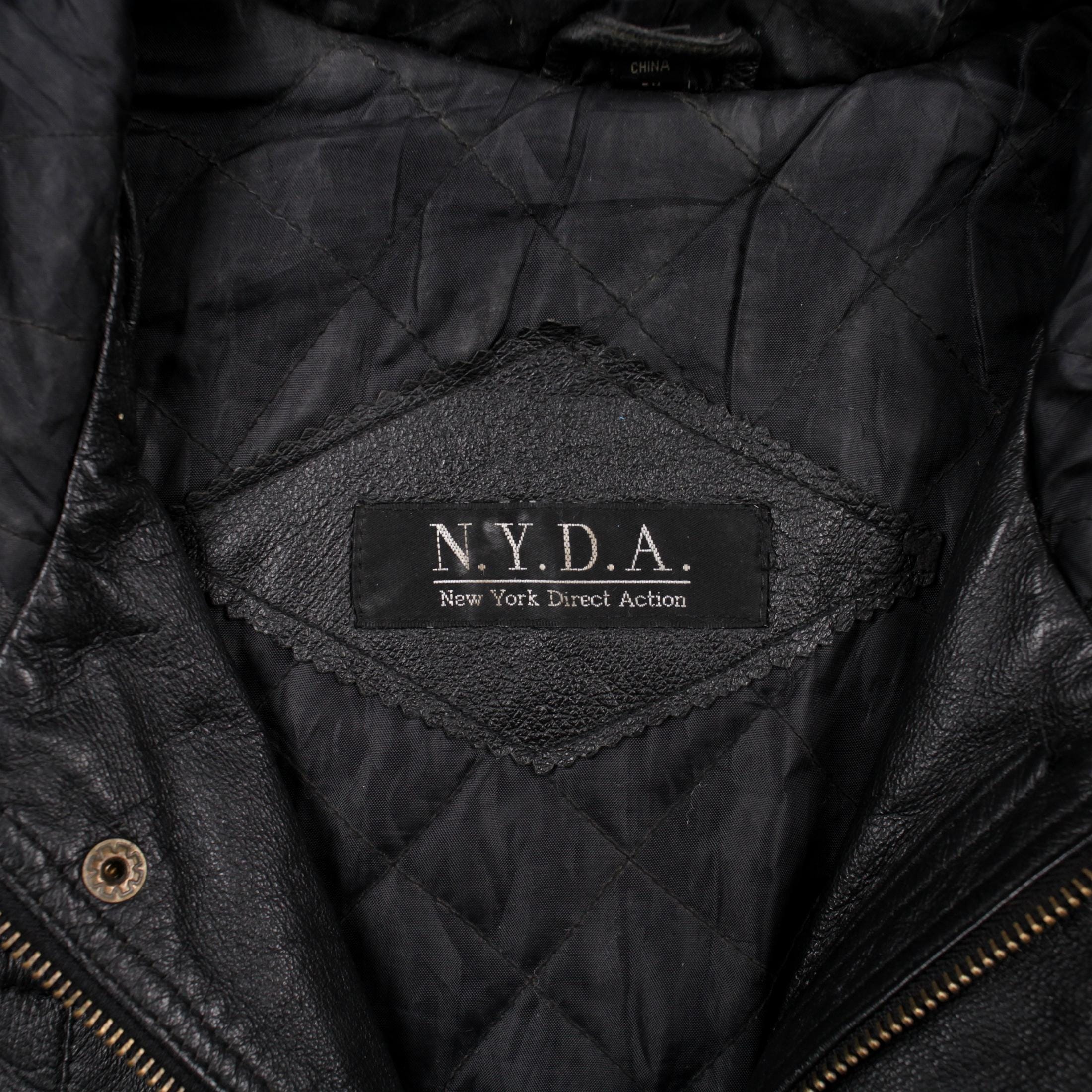 Vintage N.Y.D.A. Leather Jacket M 90s Black - Etsy