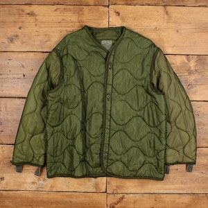 Vintage Military Jacket M 80s Quilted Liner Green