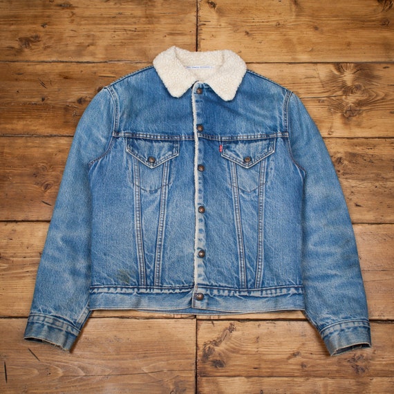 Vintage Levis Sherpa Jacket M USA Made 70s Pale Stone… Gem