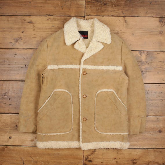Vintage Wiman Faux Suede Jacket L 90s Sherpa Lined Overcoat USA
