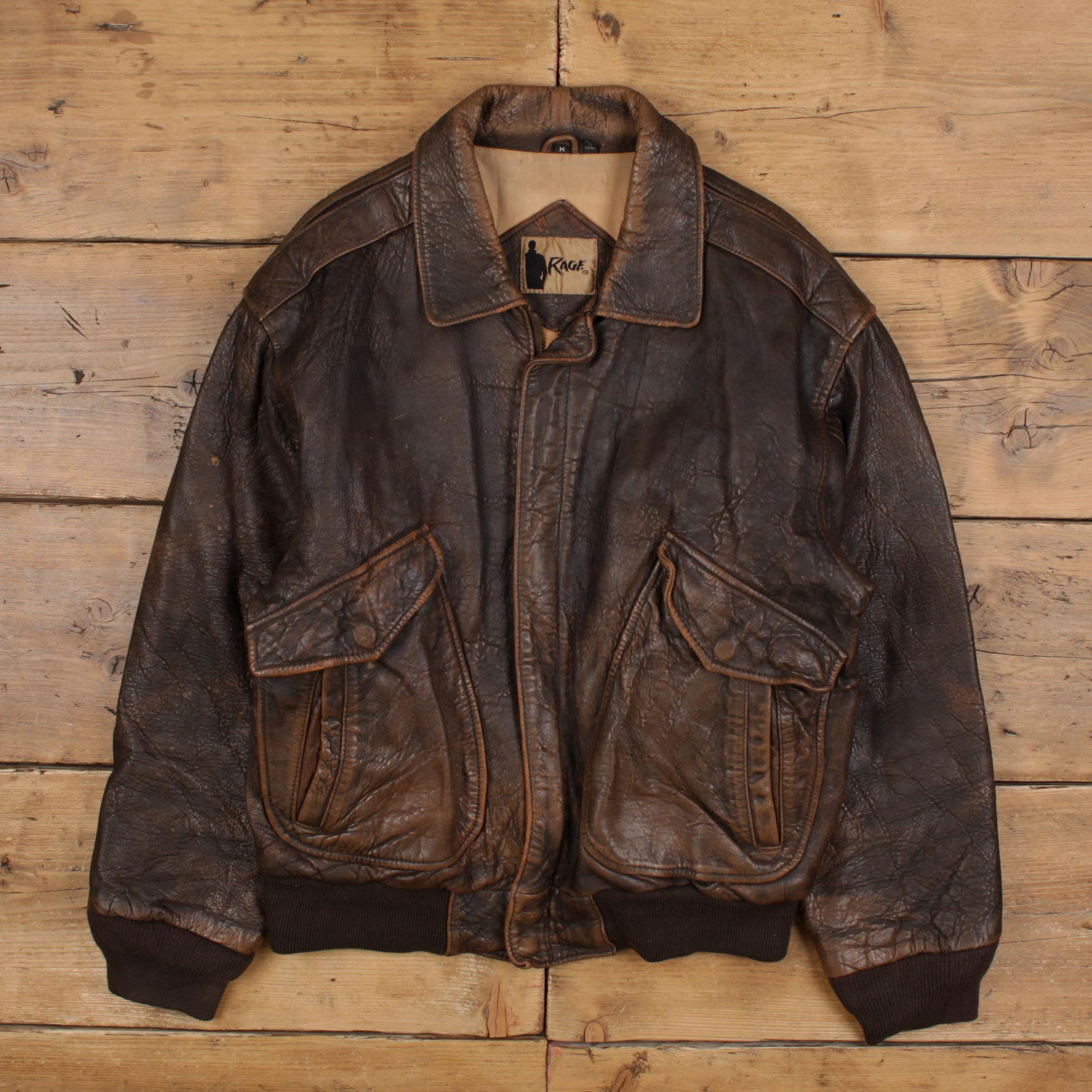 ジャケット・アウター 90s good fade real leather flight jacket Aviator G-1 Men Distressed Real Leather Bomber Flight Jacket (XS