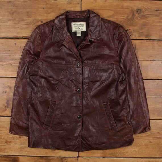 Vintage Eddie Bauer Leather Jacket L 90s Car Coat Brown Womens - Etsy