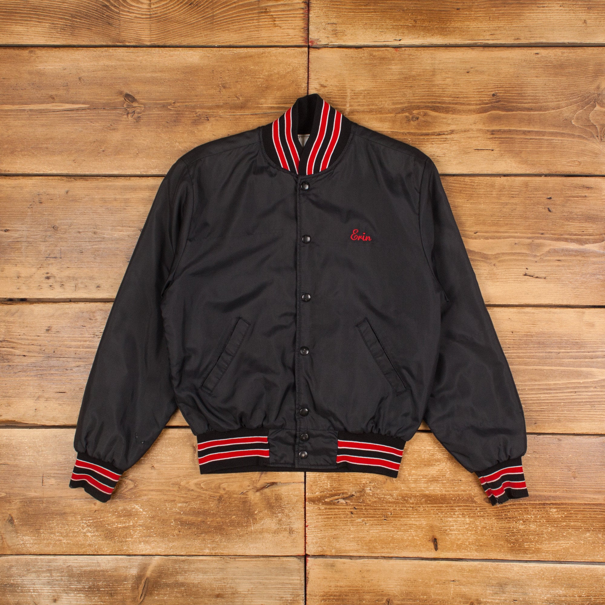 Vintage Holloway Varsity Jacket S 90s Bomber Satin USA Made Satin