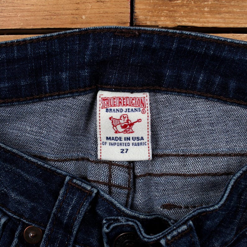 Vaqueros True Religion Y2k 27x32 para mujer, azul, hechos en EE. UU., lavados a la piedra oscuros, rectos imagen 3