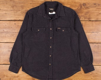Vintage Guide Corduroy Shirt Button M Heren lange mouw grijs effen