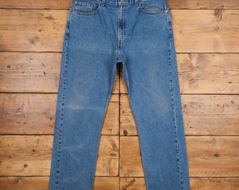Vintage Levis 505 Jeans 38 x 32 90s Stonewash Straight Blue Red Tab Denim