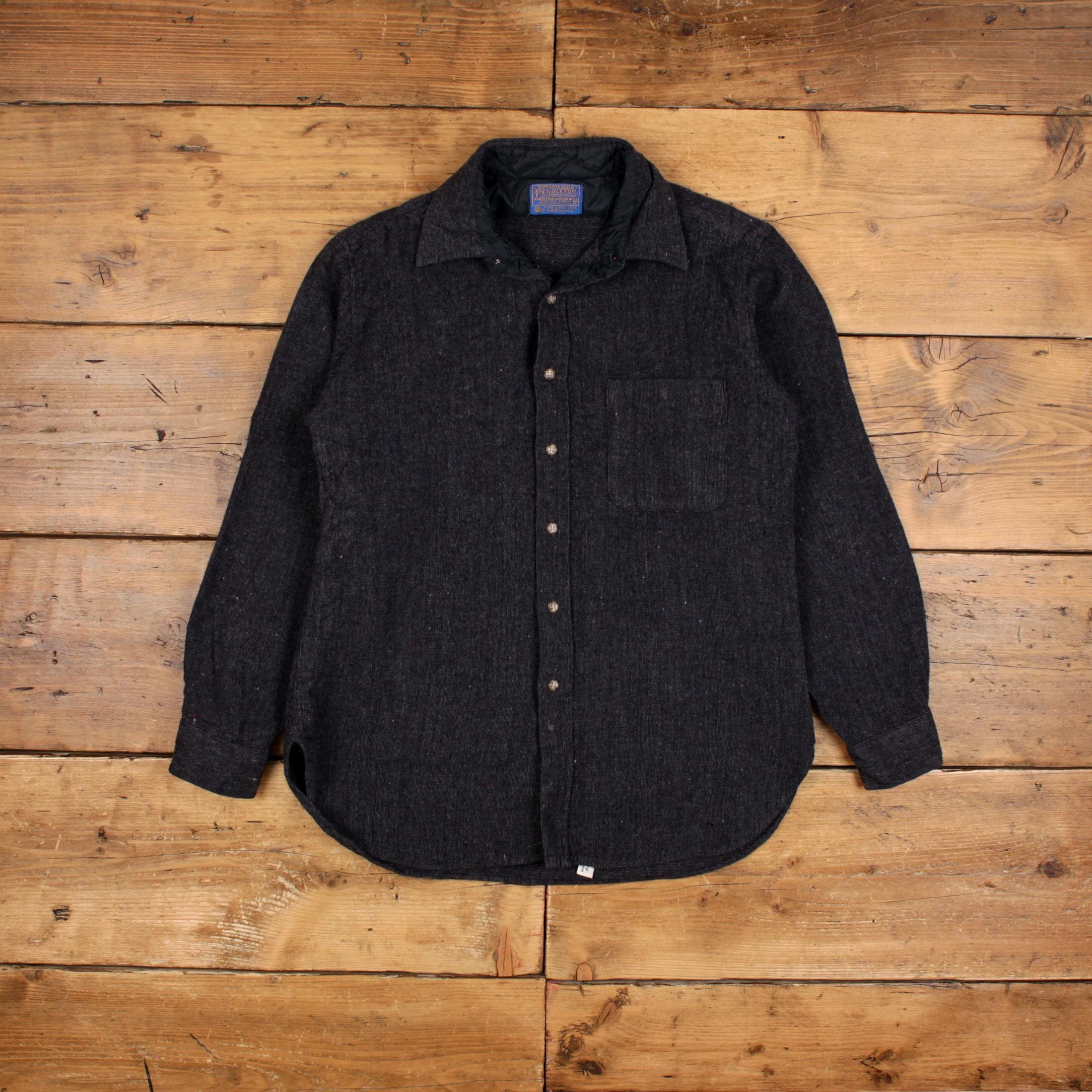 Chemise vintage Pendleton en laine bouton M fabriquée aux États-Unis, manches longues pour homme moucheté des années 70 - France